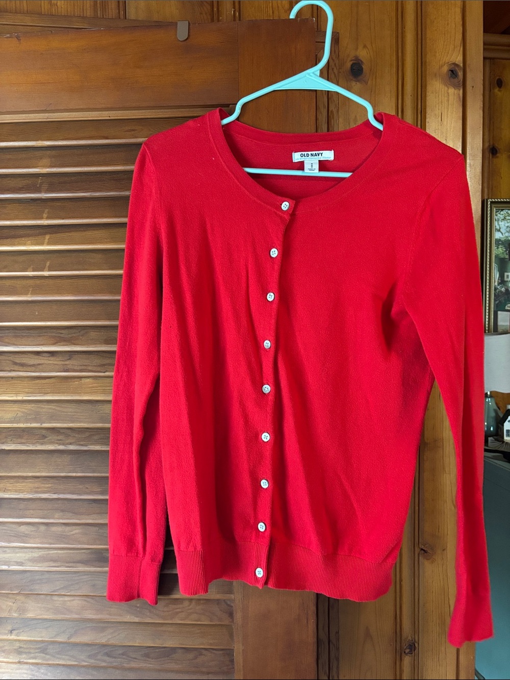 Old Navy Women's Bright Red Long-Sleeve Button Cardigan